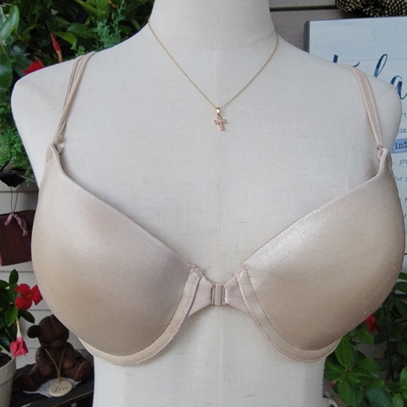 SECRET TREASURES ♡ Sweet Frosted Taupe Thick Padded Front Clasp Push Up Bra 34C - Picture 11 of 17